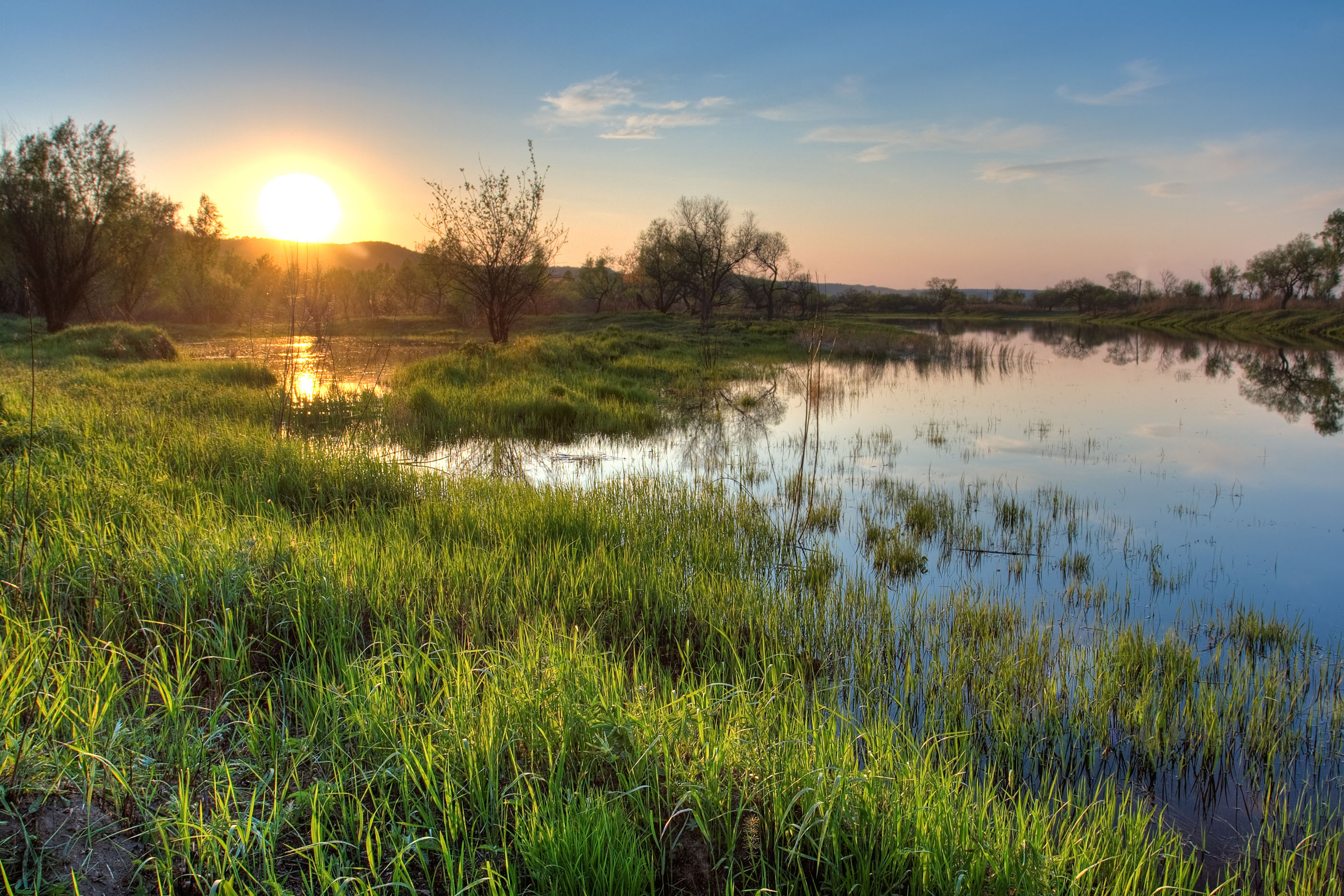 Sunrise over wetlands